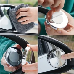 Car Rearview Mirror High-Definition Round Mirrors - 360-Degree Adjustable