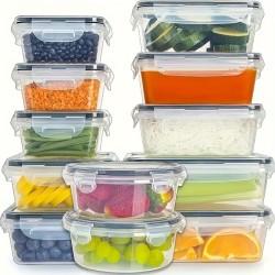 12pcs BPA-Free Leak-Proof Food Storage Set – Airtight Containers with Snap Lock, Microwave Safe, Ideal for Supermarket Use, Perfect for Eid Al-Adha Mubarak