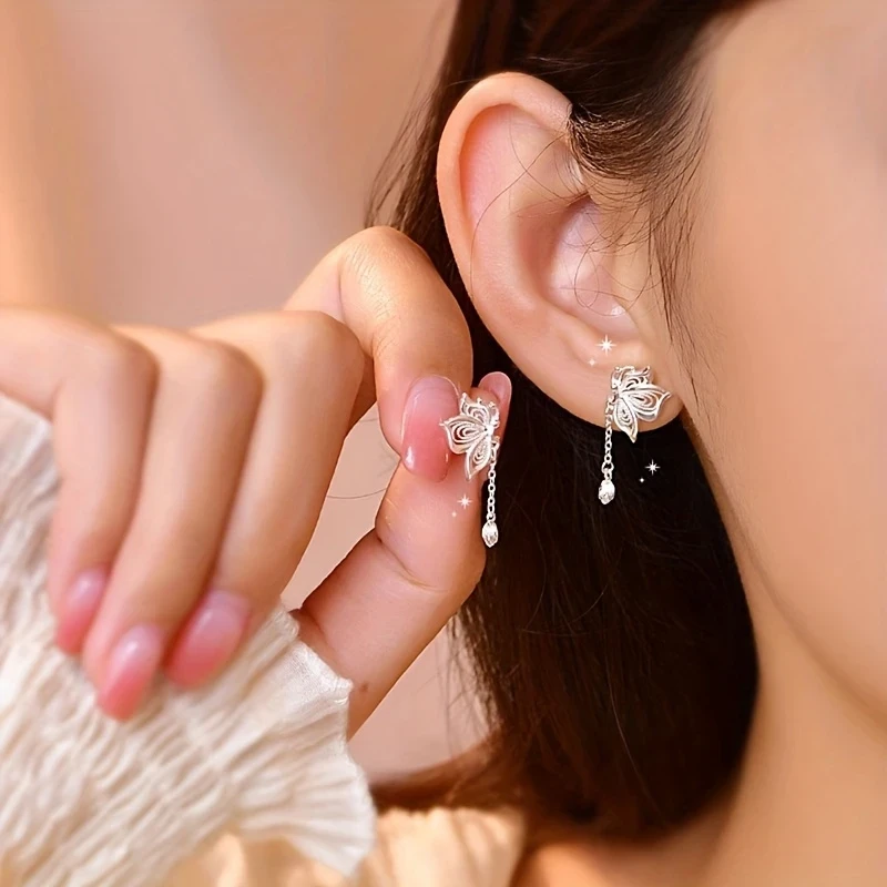 Elegant Hollow Butterfly Earrings – Exquisite Craftsmanship, Romantic Choice for Dating, Enhances Elegant Temperament