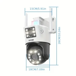 ZOSI 4K Dual-Lens PTZ Security Camera - 360° Outdoor, 8X Zoom, Color Night Vision (C298 Max)