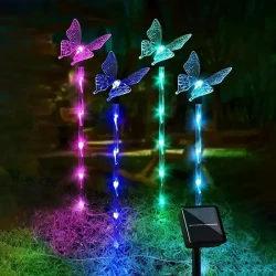 Set of 4 Butterfly Solar Garden Lights - Outdoor Decoration for Terrace, Flower Bed, and Home