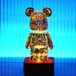 3D Firework Bear Lamp Colorful Bear Decor Light Best Gift For Love