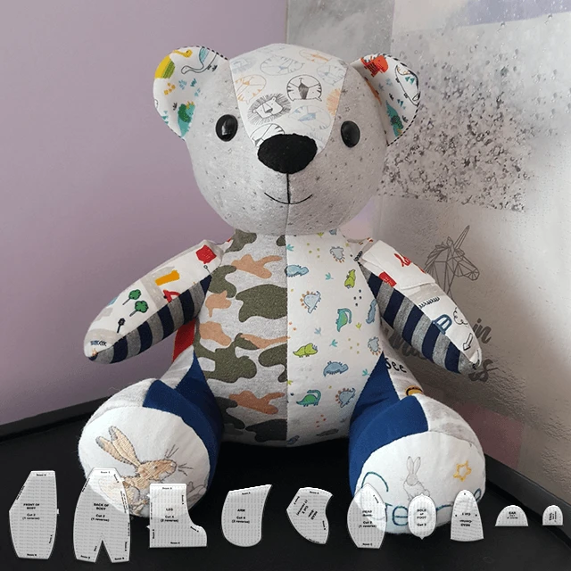Memory Bear Sewing Patterns Template | Memory Bear Sewing Template | with  Instructions 10pcs Acrylic Crafts Supplies for Beginners, Relatives