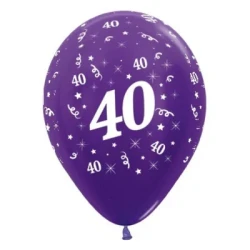 Balloons Age 40 Purple Violet Metallic Pearl  - Pack of 25