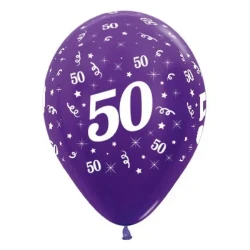 Balloons Age 50 Purple Violet Metallic Pearl  - Pack of 25