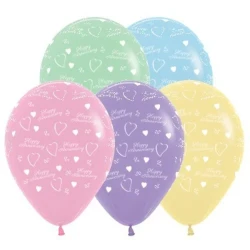 30cm Anniversary Pastel Assortment Latex Balloons - Pack of 25