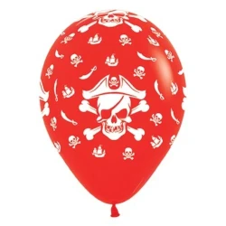 30cm Pirate Theme Red Fashion Latex Balloons - Pack of 25