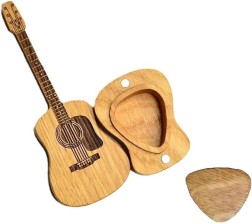 Valentine's Day-Wooden Acoustic Guitar Pick Box with Stand, Personalized Guitar Box for Pick