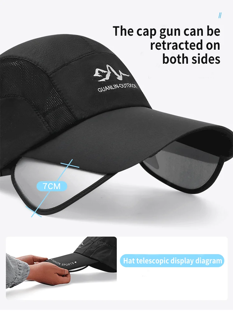 Sun hat with retractable brim for outdoor/fishing/riding/climbing
