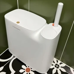 Press-Top Plastic Wastebasket with Toilet Brush Set