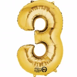 Number Three Gold Megaloon 40cm Foil Balloon