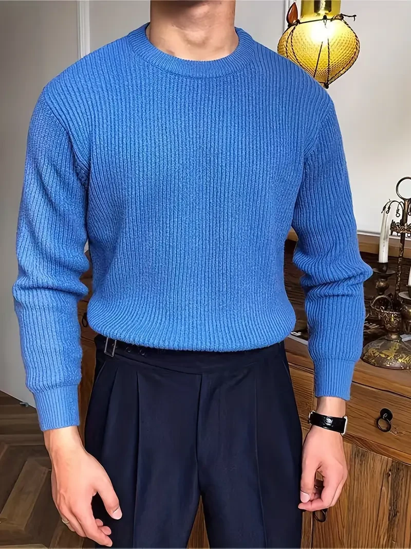 Men's Classic Solid Color Knit Pullover
