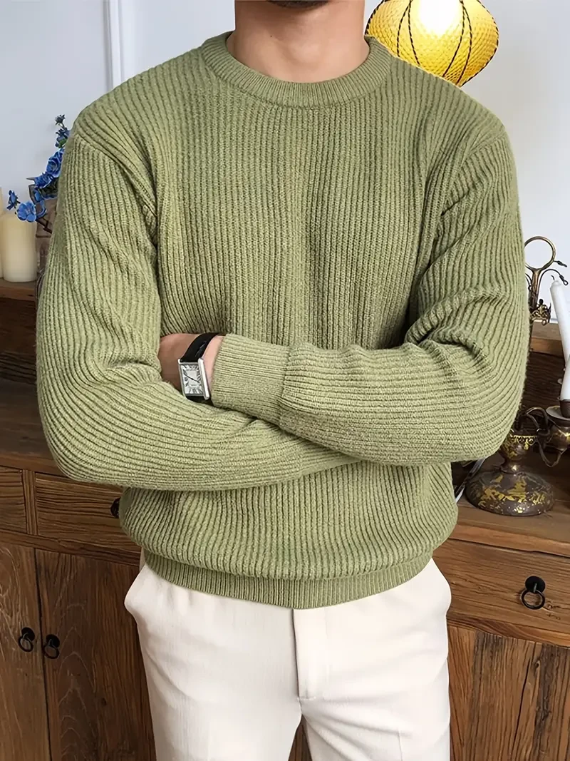 Men's Classic Solid Color Knit Pullover