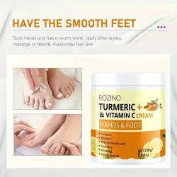 ROZINO Turmeric & Vitamin C Hand and Foot Cream, 250g - Hypoallergenic, Fast-Absorbing Moisturizer for Dry Skin