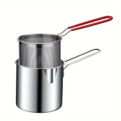 Stainless Steel Mini Fryer Pot with Oil Filter Basket - Induction Compatible, Portable & Energy-Saving