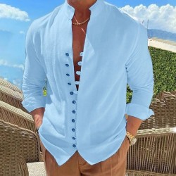 Men's Shirt Linen Shirt Summer Shirt Elegant Button Up Shirt Casual