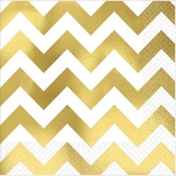 Lunch Napkins Chevron Gold Hot Stamped - Pack of 16