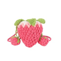 Strawberry Delight Gradient Wool Crochet Bag