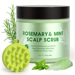 Rosemary & Peppermint Scalp Scrub - 250g Deep Cleansing Shampoo with Massager for All Hair Types