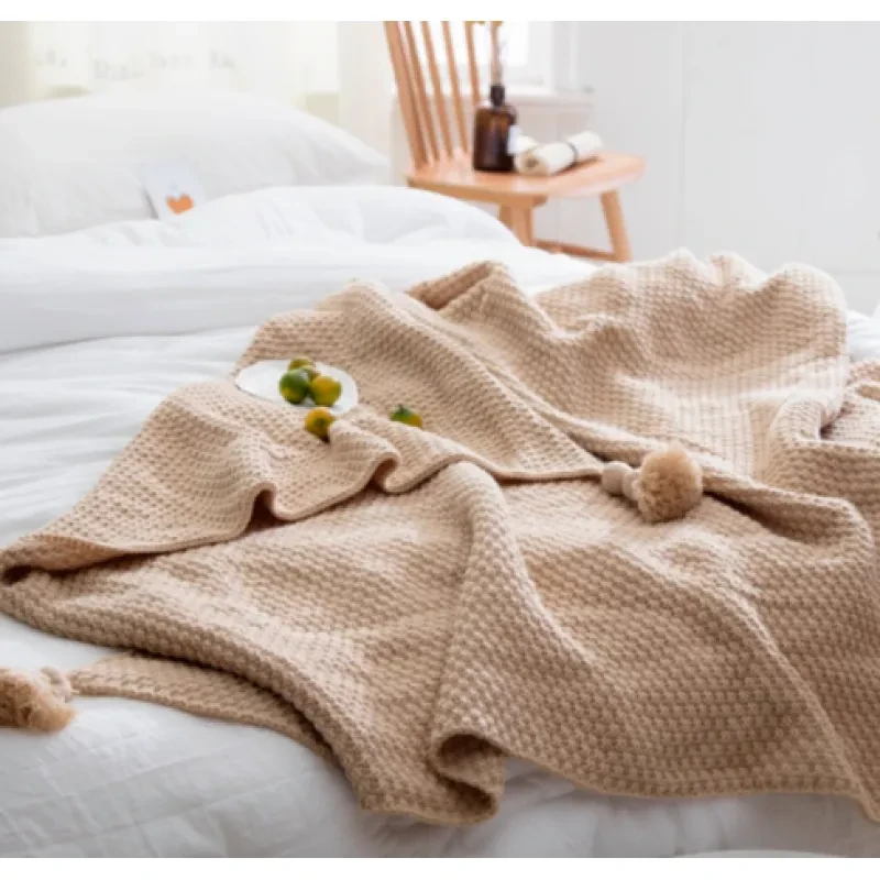 Nordic Fringe Knit Wool Blanket