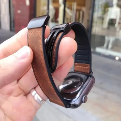 Premium Silicone & Leather Apple Watch Band