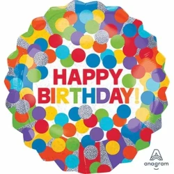 Shape Happy Birthday Rainbow Dots Holographic