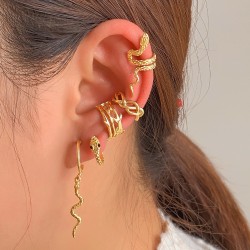 Punk Gold Plated Animal Snake Clip Earrings