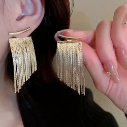 Golden Chain Tassel Dangle Earrings