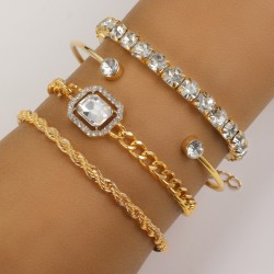 Fashion Jewelry 4 Pcs Crystal Bracelet Set Bohemian Design