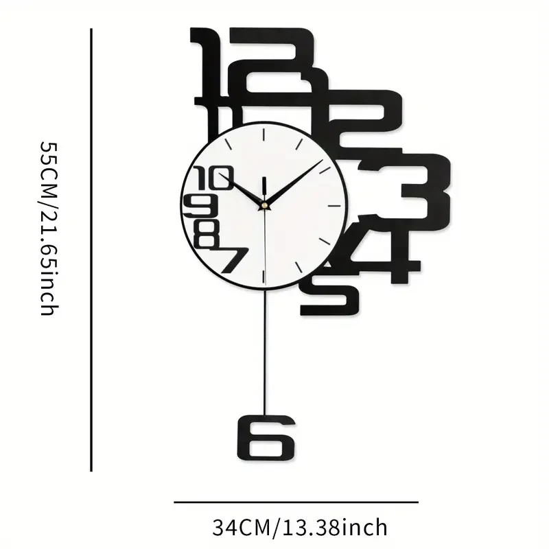 Modern Minimalist Metal Wood Wall Clock - Large Battery Operated Clock for Home Decor
