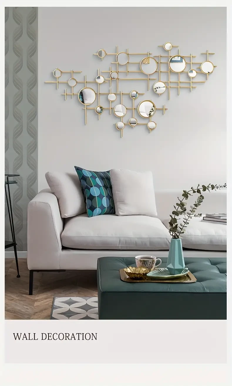 Modern Light Luxury Iron Art Hanging Mirror - Wall Decoration