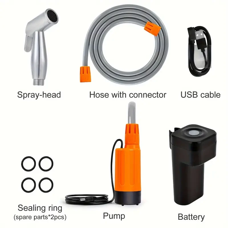 Portable Camping Shower - Outdoor Electric USB Shower with Head Nozzle