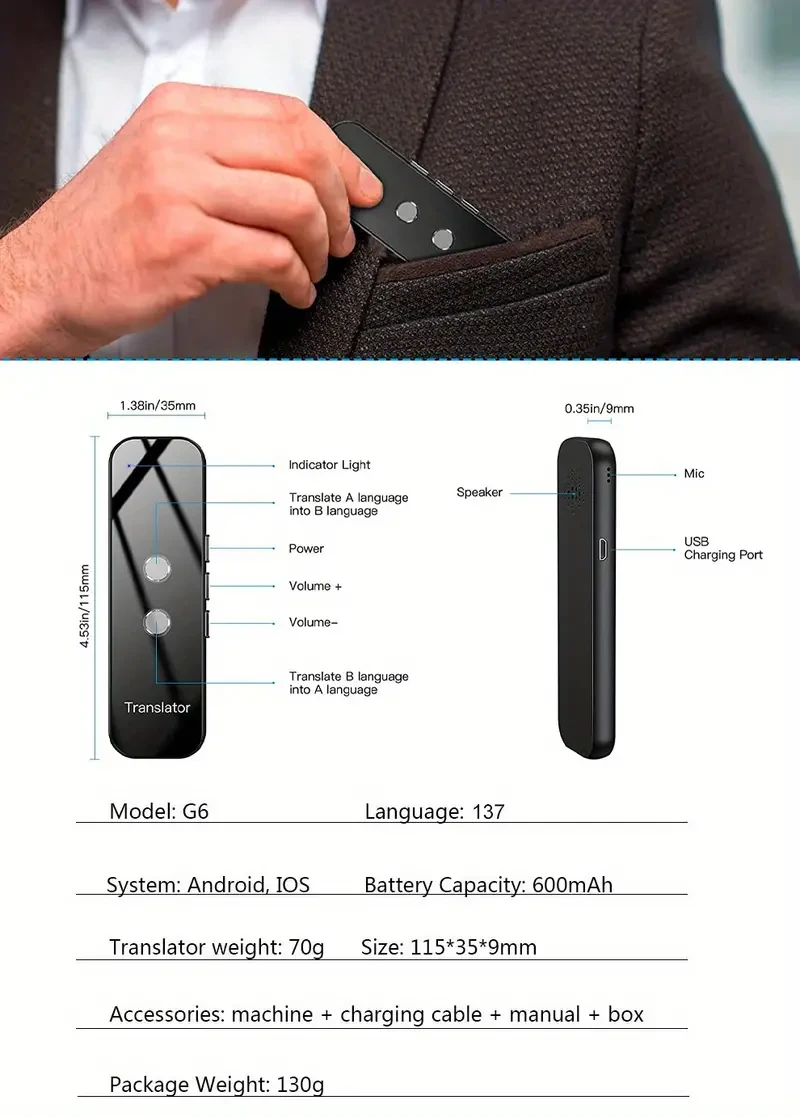 Portable Two-Way Instant Translator Device