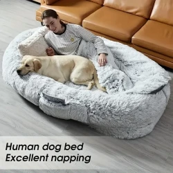 Washable Faux Fur Human Dog Bed - 71''x45''x12''