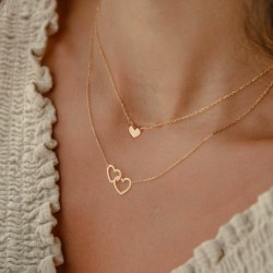 Hollow Cross Heart Pendant Double-layer Necklace