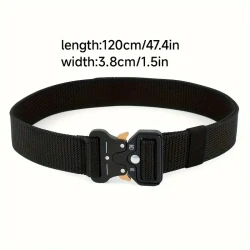 Unisex Solid Color Tactical Belt - Casual Nylon Canvas Belt with Automatic Buckle for Men and Women
