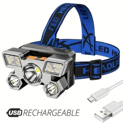 USB Rechargeable Headlamp with Built-In Battery