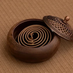 South American Walnut Wood Vintage Solid Wood Round Incense Burner