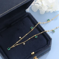 Generous water drop emerald zircon necklace