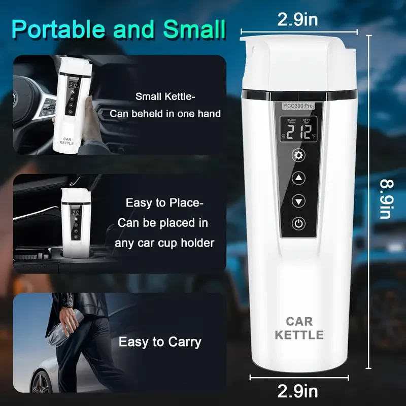 12V/24V Car Electric Kettle - Portable Travel Water Boiler & Heater