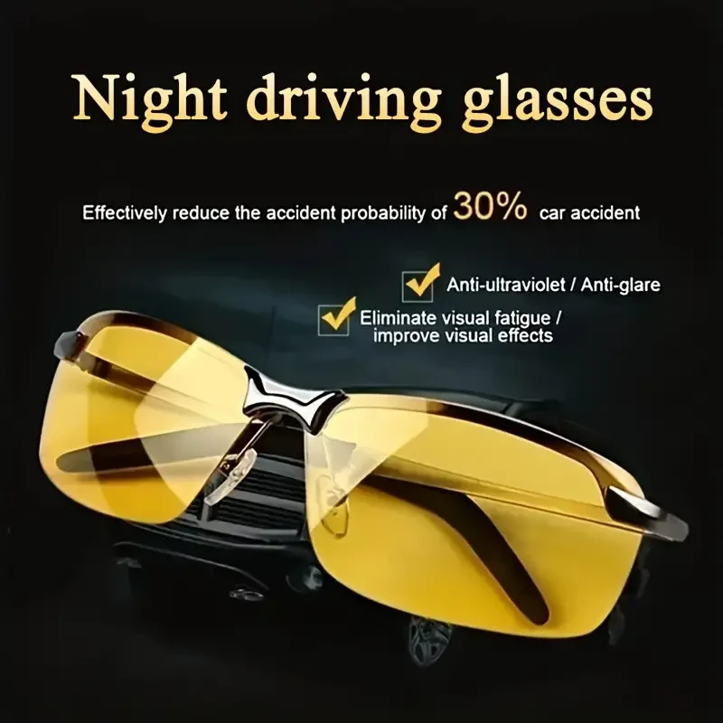 Night Vision Driving Glasses - Anti-Glare, Semi Rimless Design