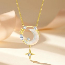 Sterling Silver Star Moon Necklace
