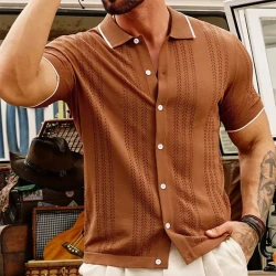 Short-sleeved Polo Shirt Summer Button Lapel