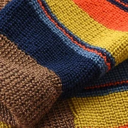 Rainbow Stripe V-Neck Knit Sweater