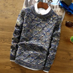 Men's Round Neck Coloring Knit Sweater