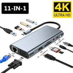 11-in-1 USB Type C Hub with 4K HD Converter and Expansion Dock