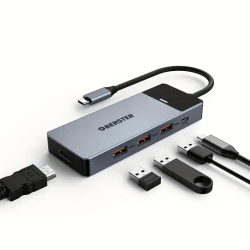 OBERSTER 5-in-1 USB C Hub with 4K HDMI, 3 USB 3.2 Ports (10Gbps), and 100W PD