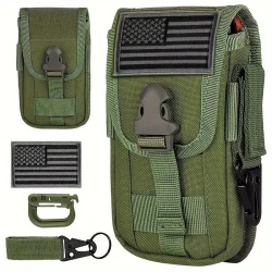 Cell Phone Holster Pouch with Molle Attachment and US Flag Patch