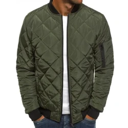 Men's Padded Stand Collar Solid Color Thermal Padded Jacket