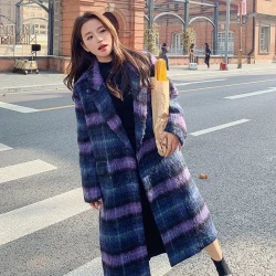 Vintage Plaid Woolen Coat for Women